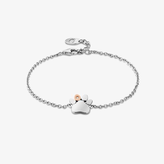 Clogau Paw Prints on My Heart Silver Single Paw Bracelet