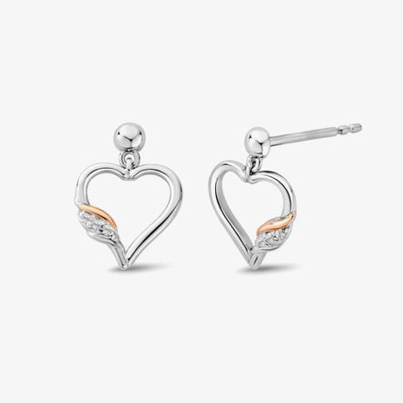 Clogau Past Present Future Heart Silver Earrings