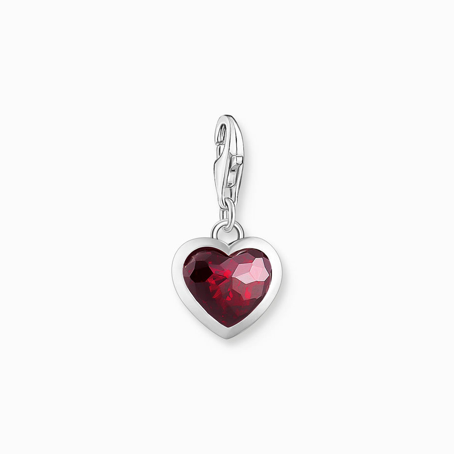 Thomas Sabo Silver Heart with Red Stone Charm