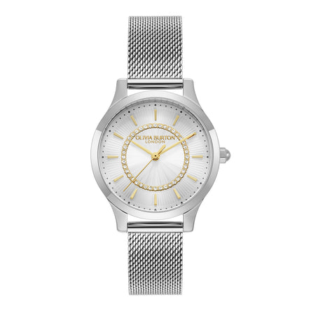 Olivia Burton 30mm Wonderlust White And Silver Mesh Watch