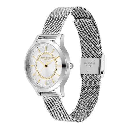 Olivia Burton 30mm Wonderlust White And Silver Mesh Watch