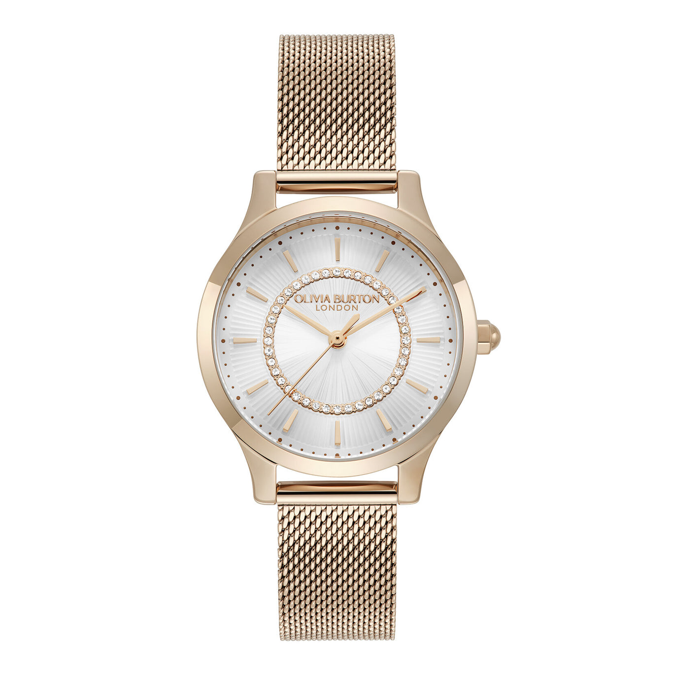 Olivia Burton 30mm Wonderlust White And Rose Gold Mesh Watch