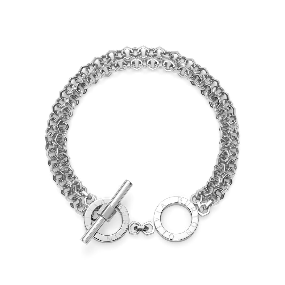 Olivia Burton Honeycomb Toggle Silver Bracelet