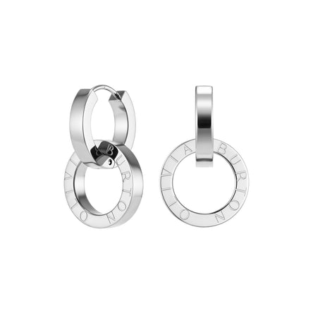 Olivia Burton Honeycomb Toggle Silver Hoop Earrings