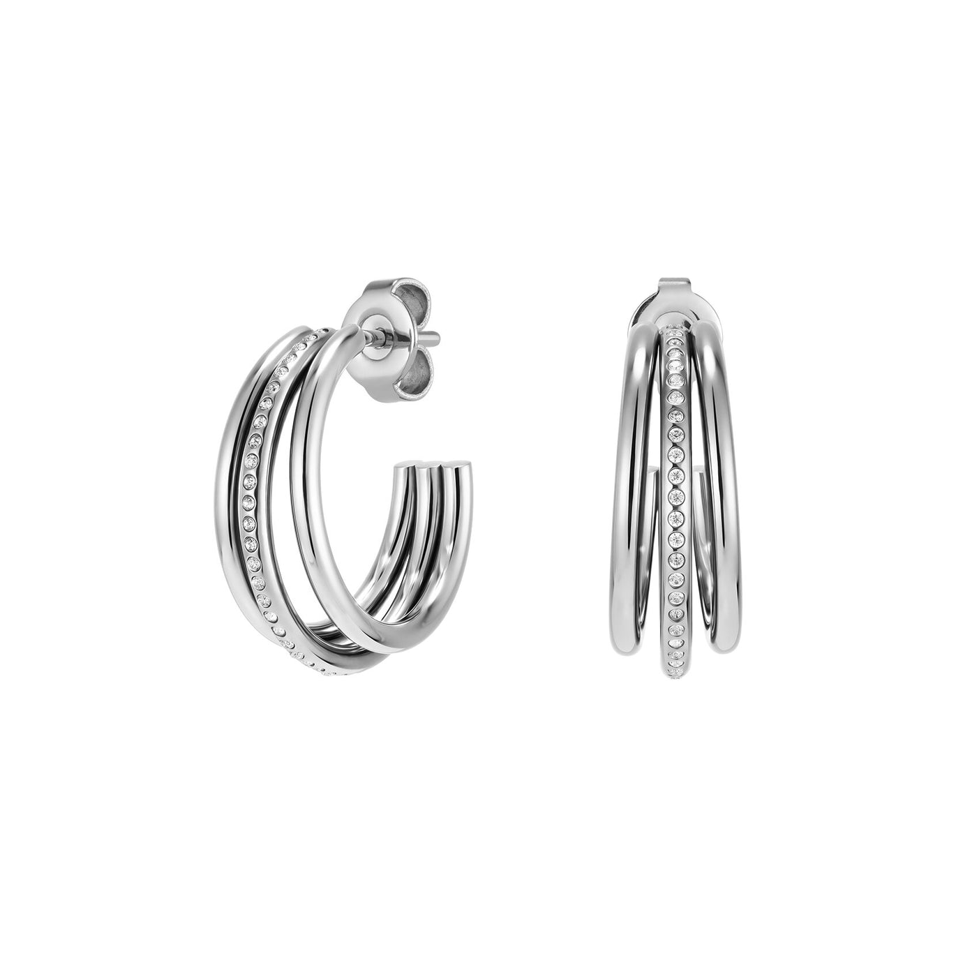 Olivia Burton Ever Stacked Claw Silver Hoop Earrings