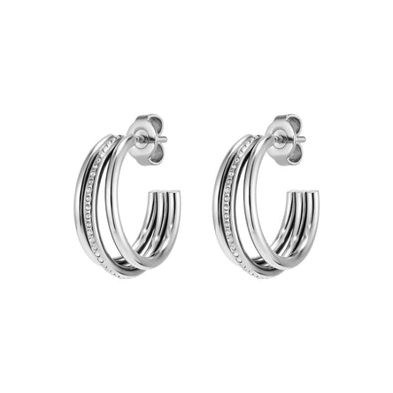 Olivia Burton Ever Stacked Claw Silver Hoop Earrings