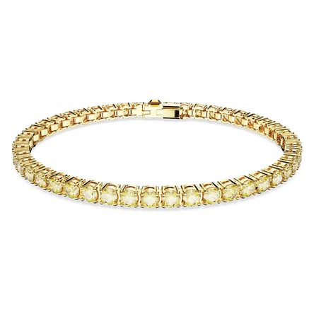 Swarovski Gold Tone Matrix Tennis Bracelet Yellow Stones