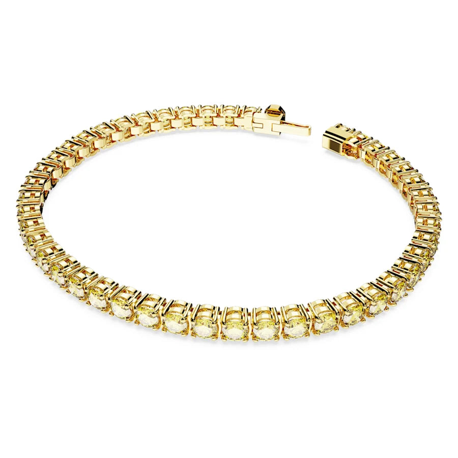 Swarovski Gold Tone Matrix Tennis Bracelet Yellow Stones