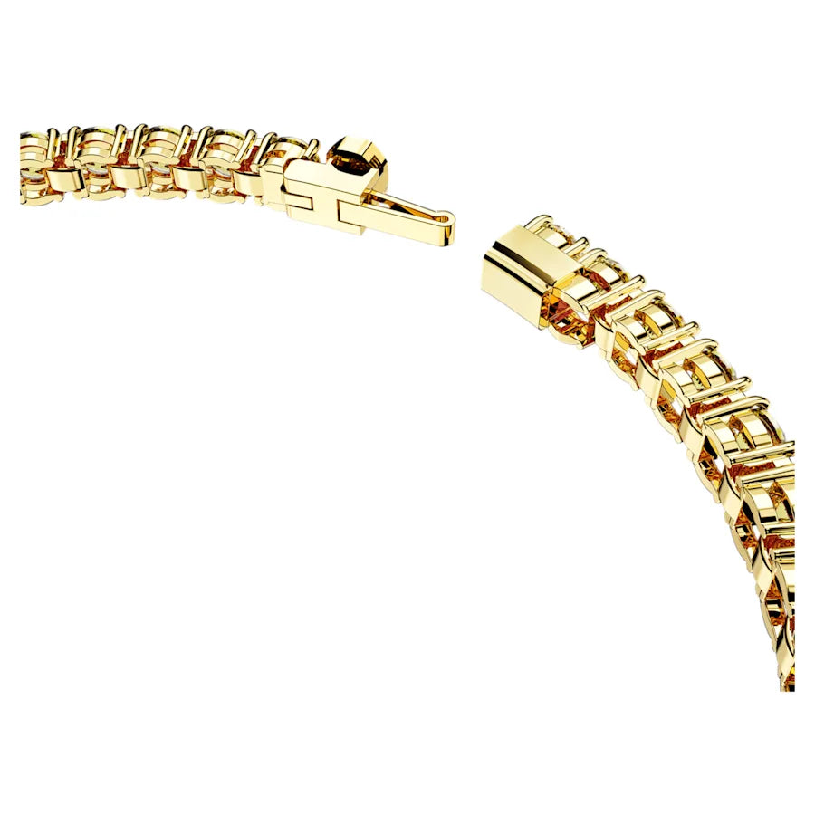 Swarovski Gold Tone Matrix Tennis Bracelet Yellow Stones