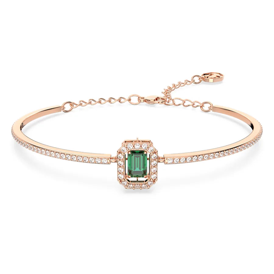 Swarovski Rose Gold Millenia Bangle Green Stone