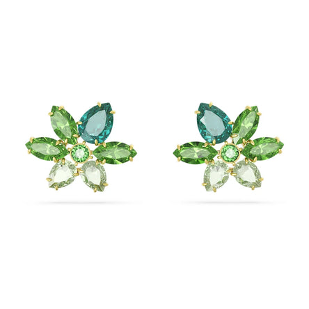 Swarovski Gema Gold Tone Stud Earrings Green