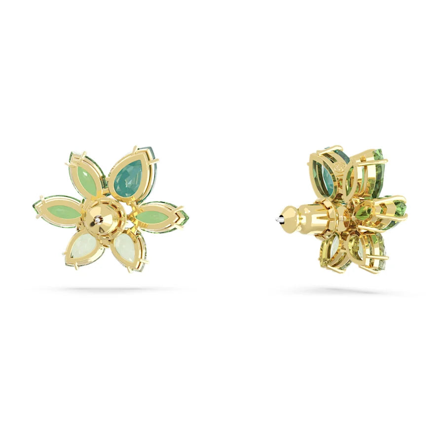 Swarovski Gema Gold Tone Stud Earrings Green