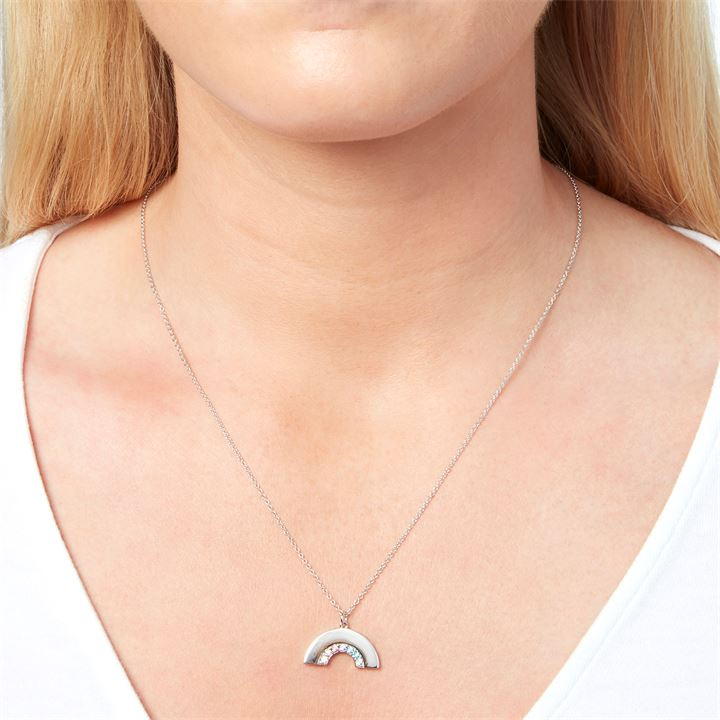 Olivia Burton Silver Rainbow Pendant Necklace