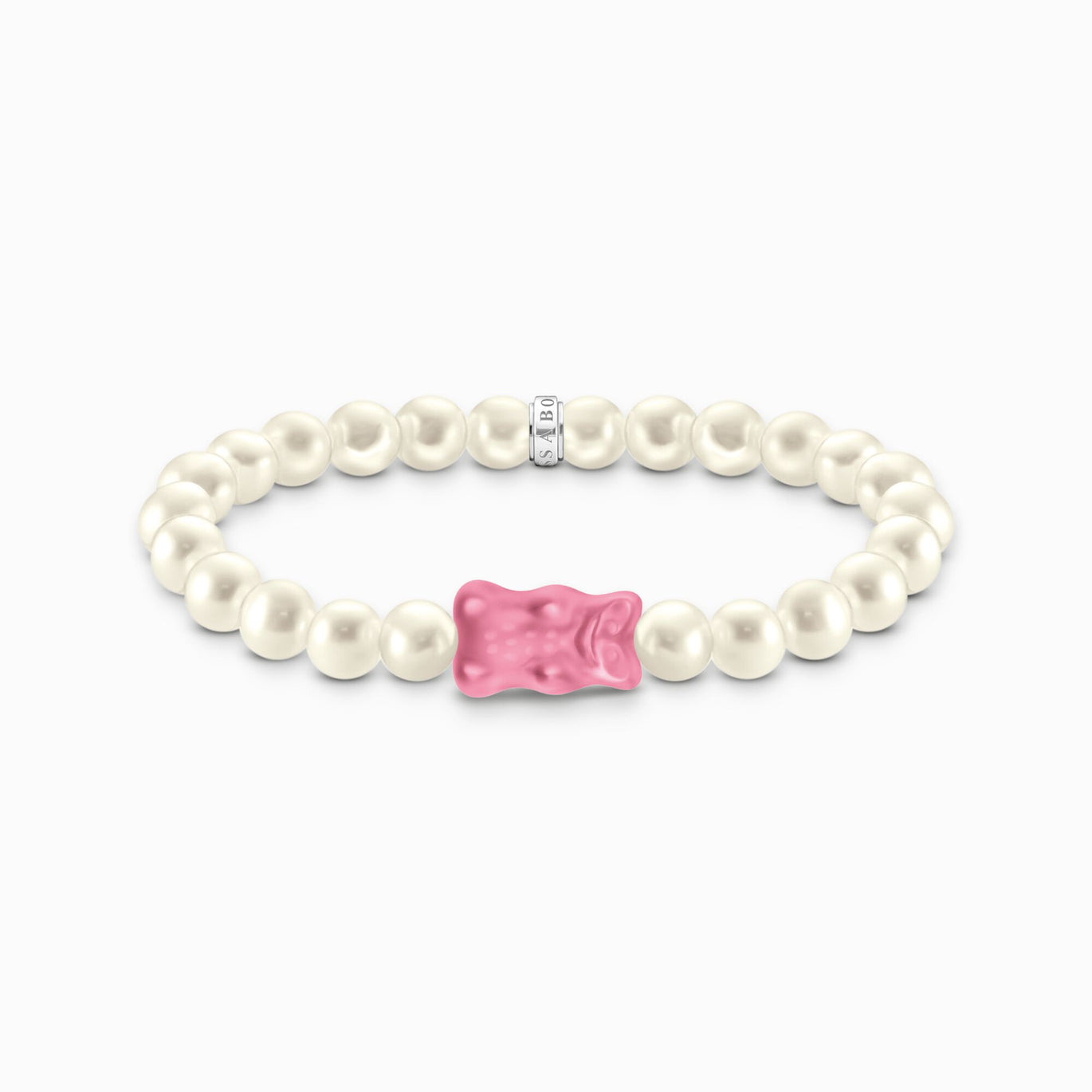 Thomas Sabo Silver Pearl Bracelet With Pink Goldbears