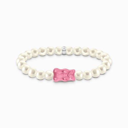 Thomas Sabo Silver Pearl Bracelet With Pink Goldbears