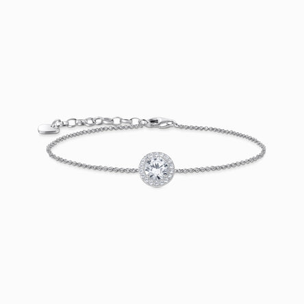 Thomas Sabo Silver Bracelet with Halo Pendant & White Zirconia