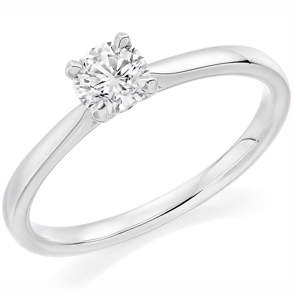 Platinum Round-Brilliant Natural Diamond Solitaire Engagement Ring