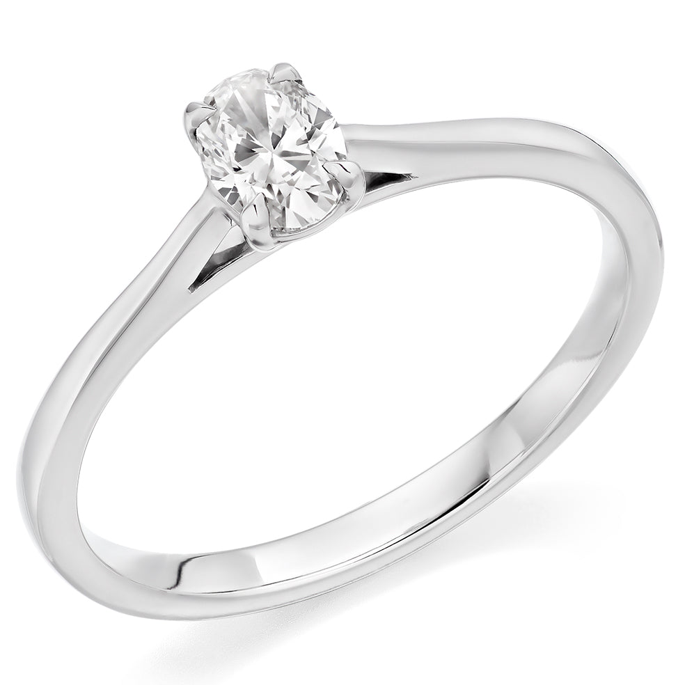 Platinum Solitaire Oval Diamond Engagement Ring