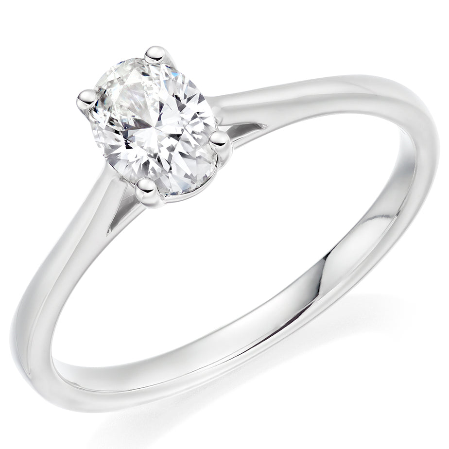 Platinum Oval Solitaire Diamond Engagement Ring