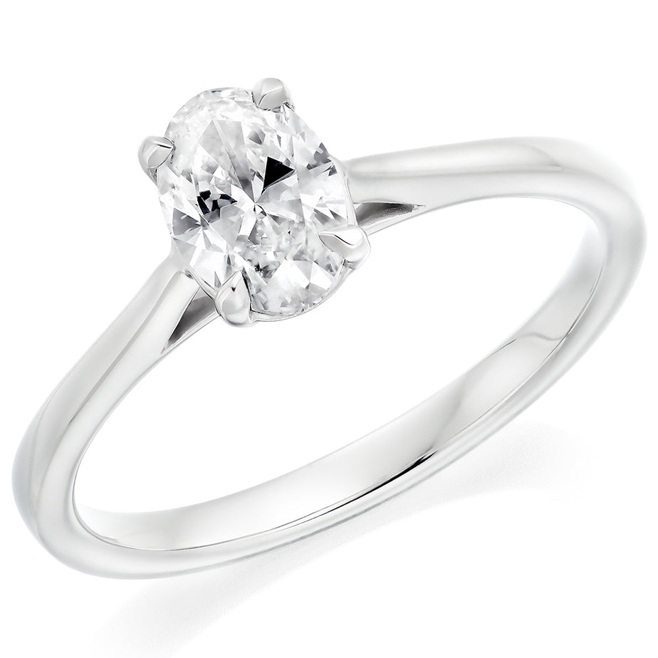 Platinum Oval Solitaire Diamond Engagement Ring