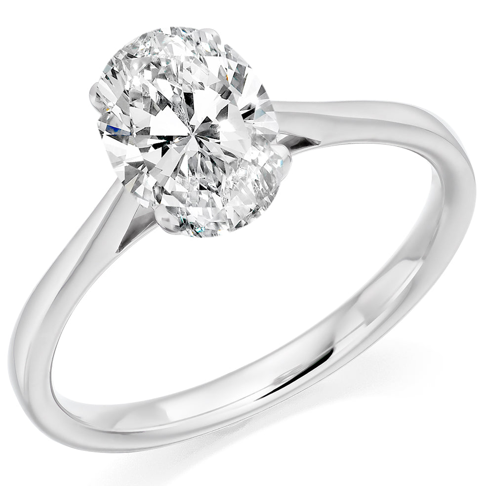 Platinum Oval Lab Diamond Solitaire Engagement Ring