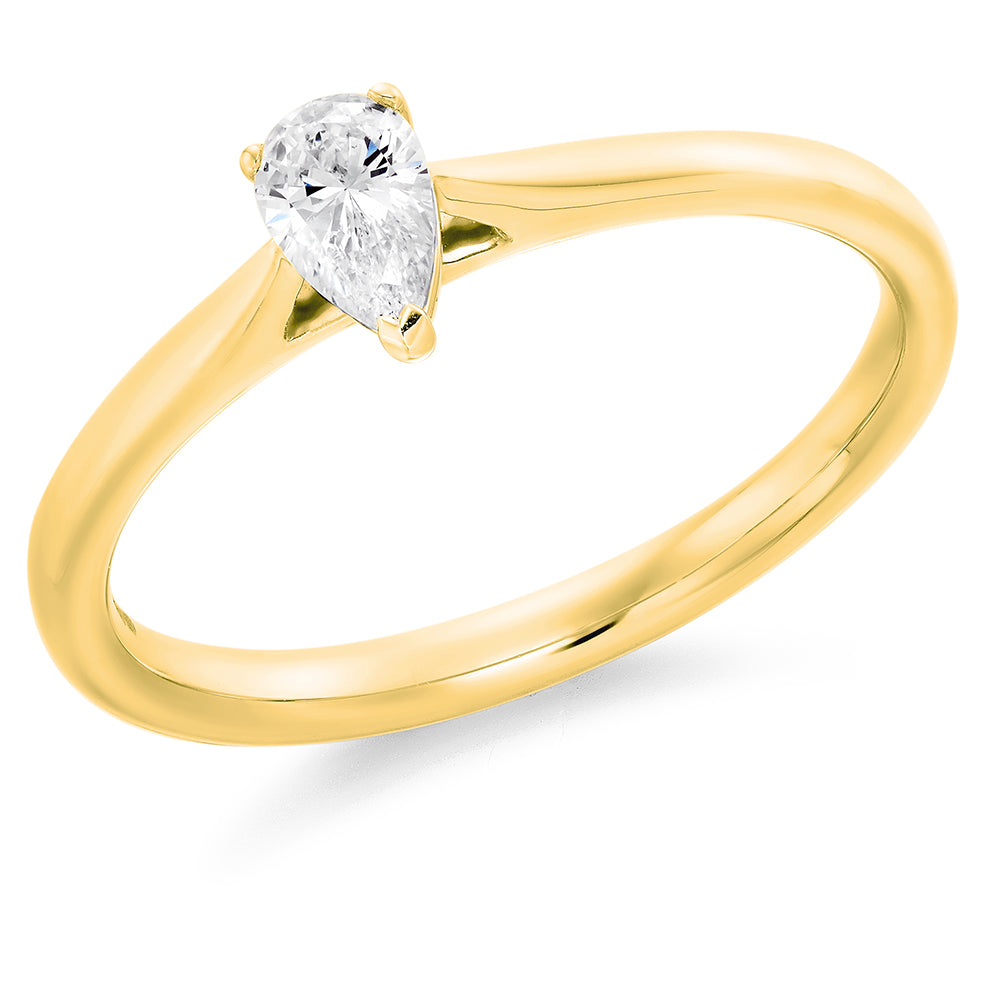 18ct Yellow Gold Pear Solitaire Engagement Ring