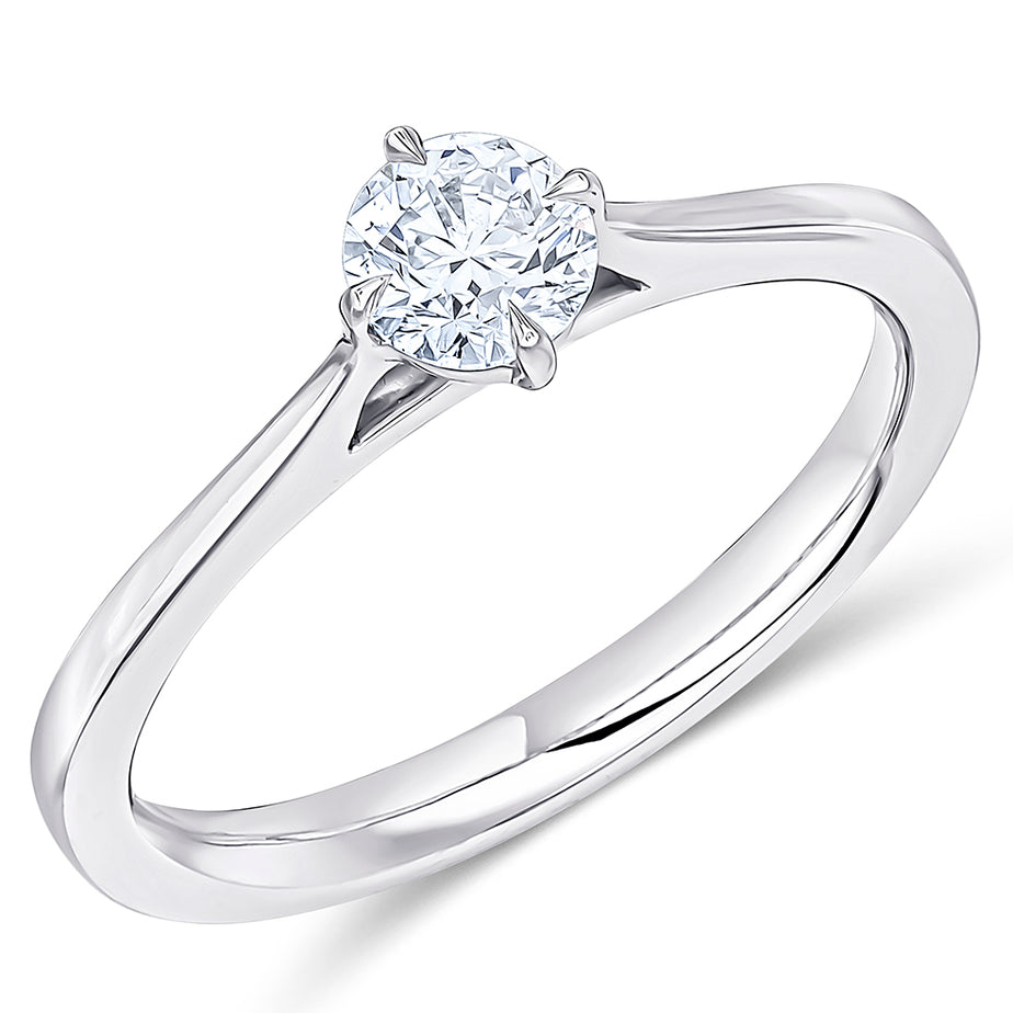 Platinum Round Brilliant-Cut Diamond Engagement Ring