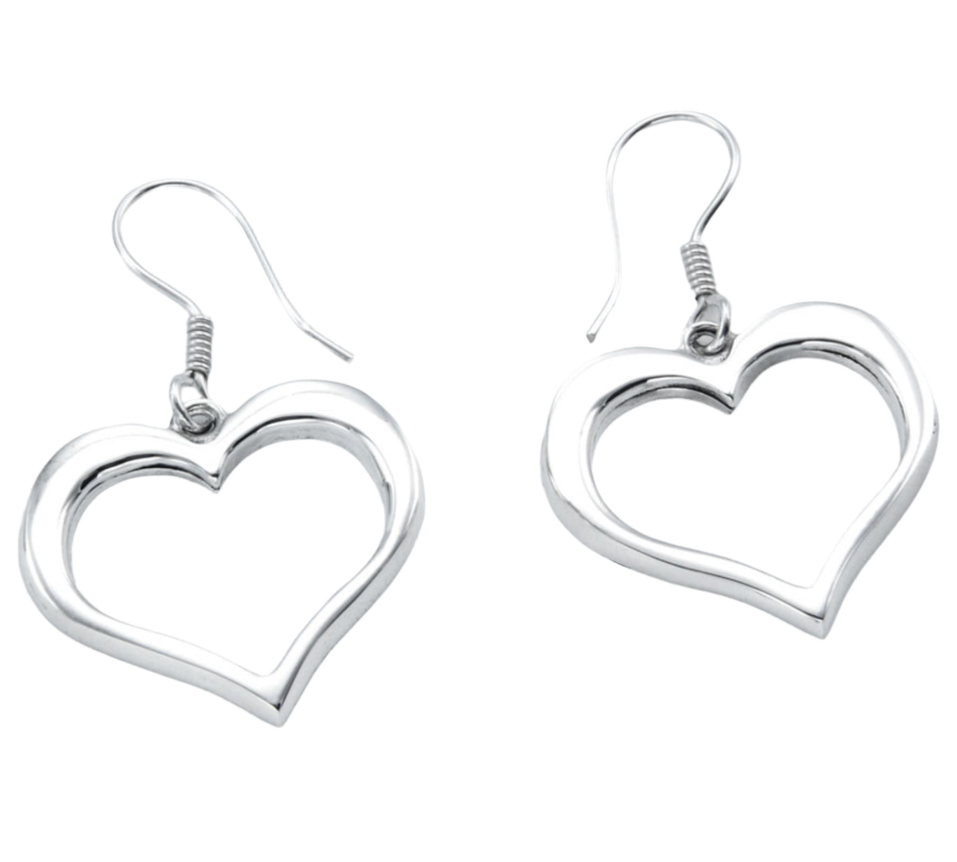 Out Of Mexico Silver Drop Heart Earrings