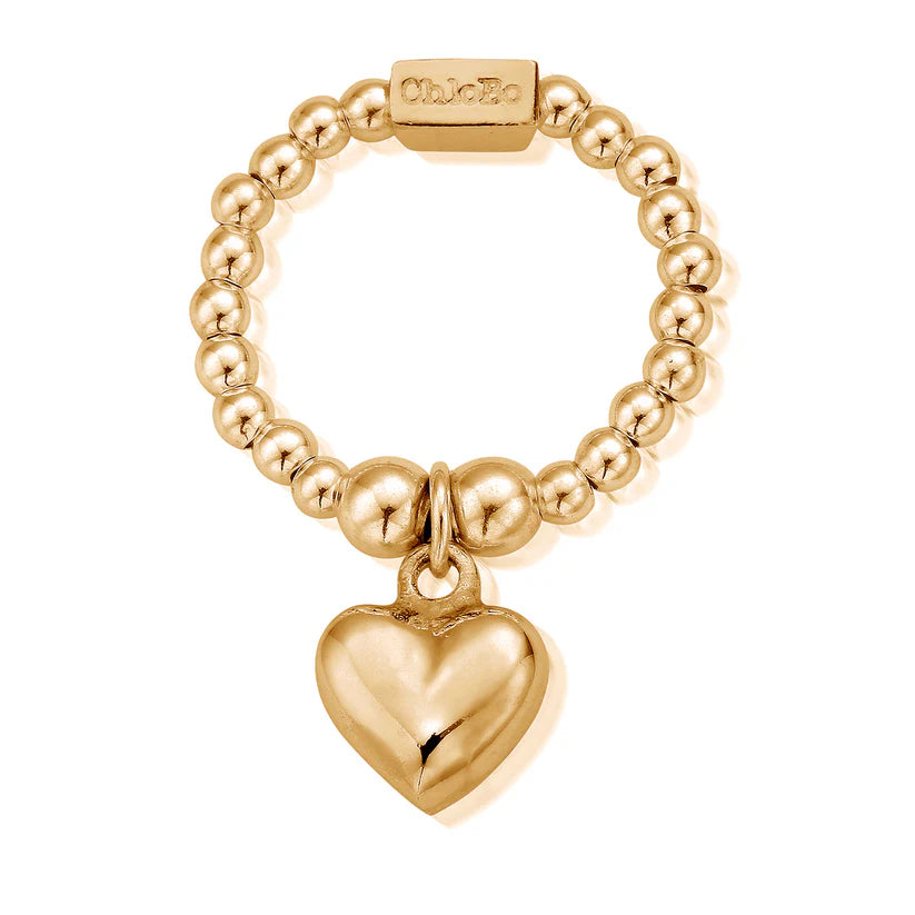 ChloBo Gold Mini Puffed Heart Ring Medium