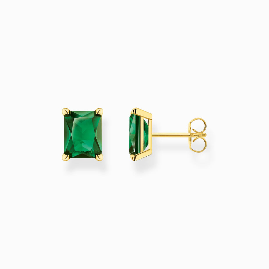 Thomas Sabo Gold Plated Green Stone Earrings