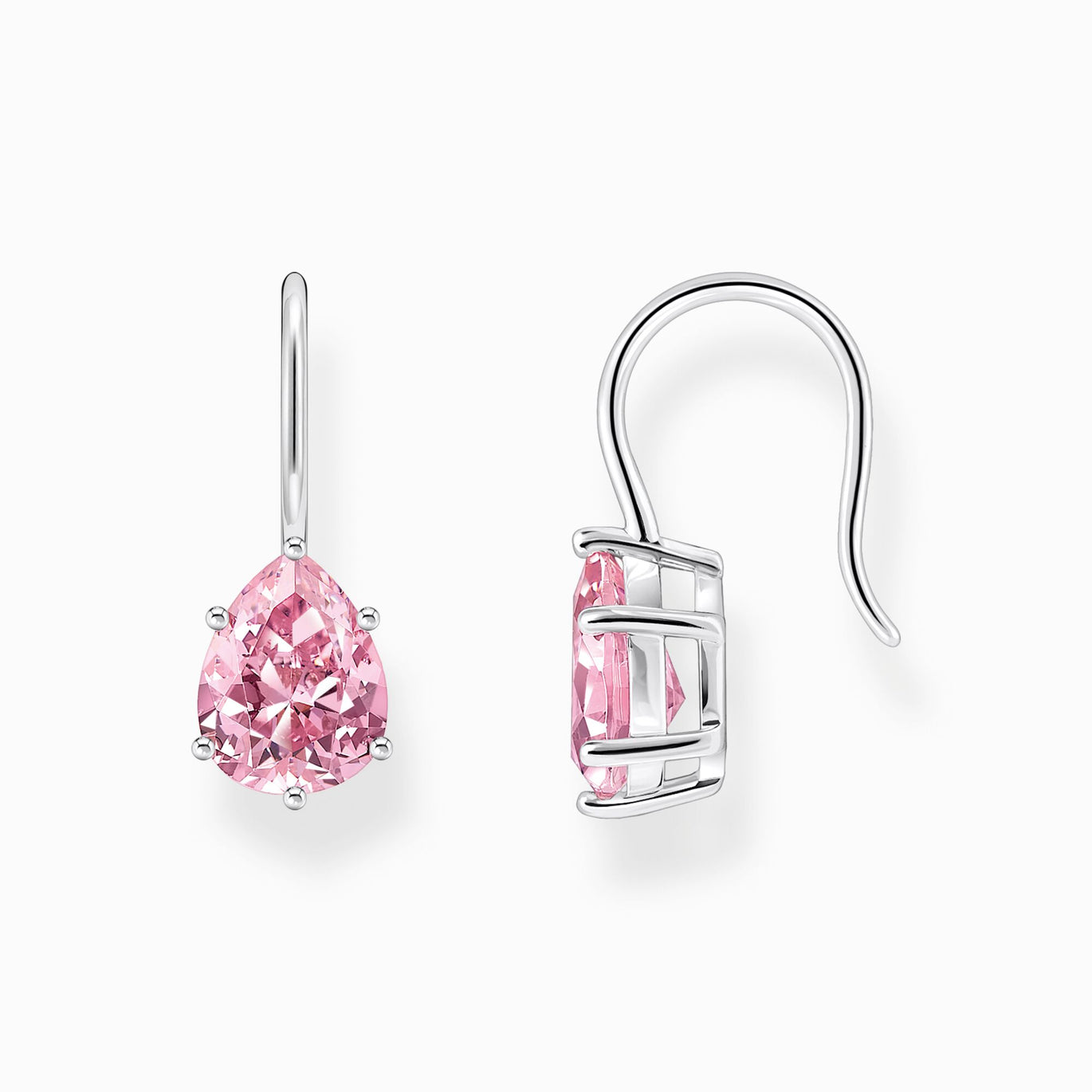 Thomas Sabo Silver Earrings with Pink Drop-Shaped Zirconia