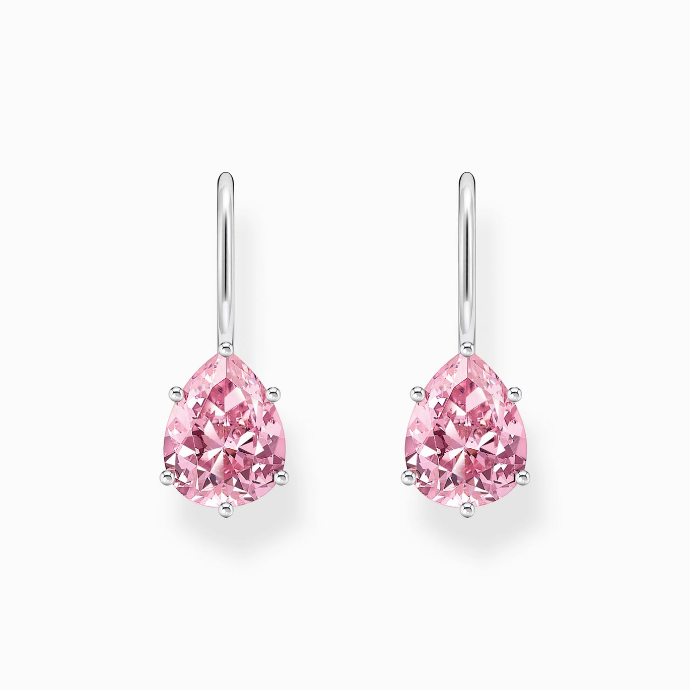 Thomas Sabo Silver Earrings with Pink Drop-Shaped Zirconia