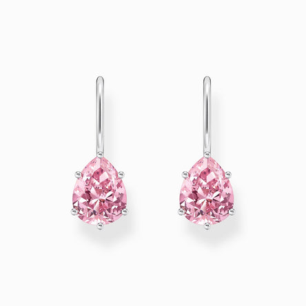 Thomas Sabo Silver Earrings with Pink Drop-Shaped Zirconia