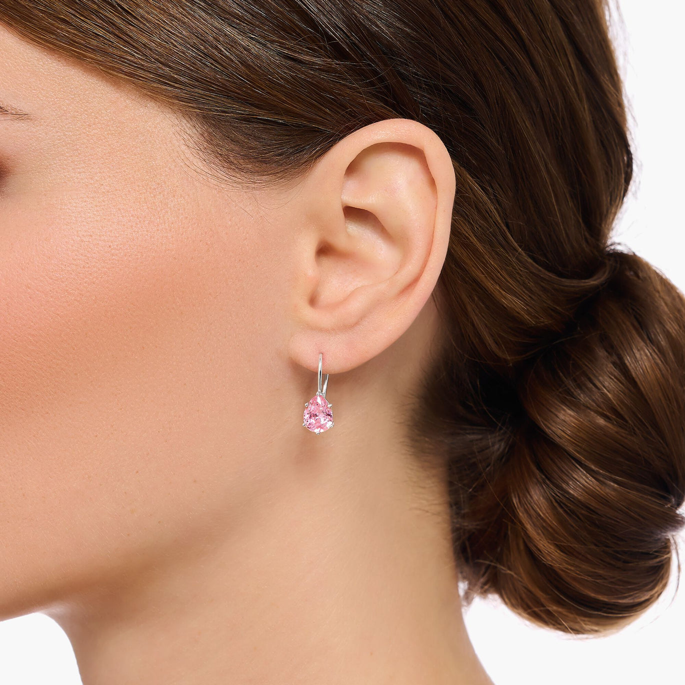 Thomas Sabo Silver Earrings with Pink Drop-Shaped Zirconia