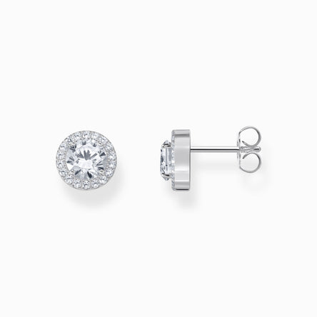 Thomas sabo Silver Halo Ear Studs With White Zirconia In Brilliant Cut