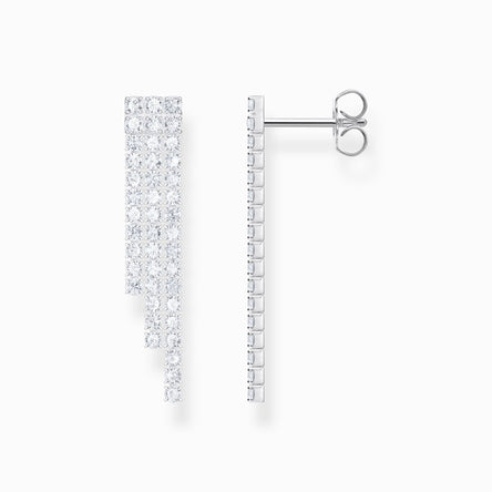 Thomas Sabo  Silver Earrings In Waterfall Design With White Zirconia