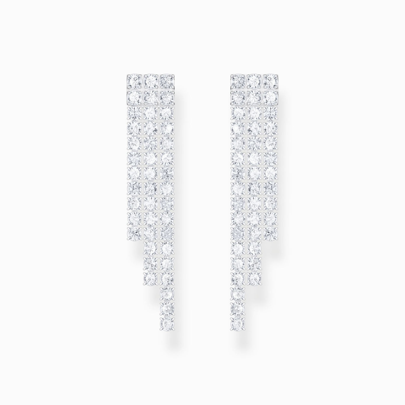 Thomas Sabo  Silver Earrings In Waterfall Design With White Zirconia