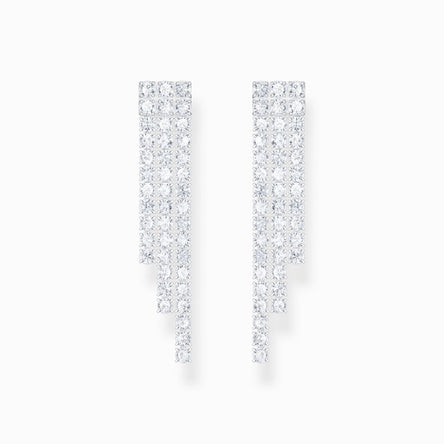 Thomas Sabo  Silver Earrings In Waterfall Design With White Zirconia