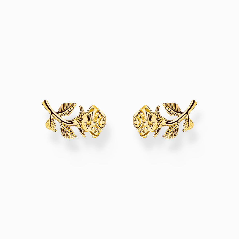 Thomas Sabo Gold-plated ear studs Roses Romance