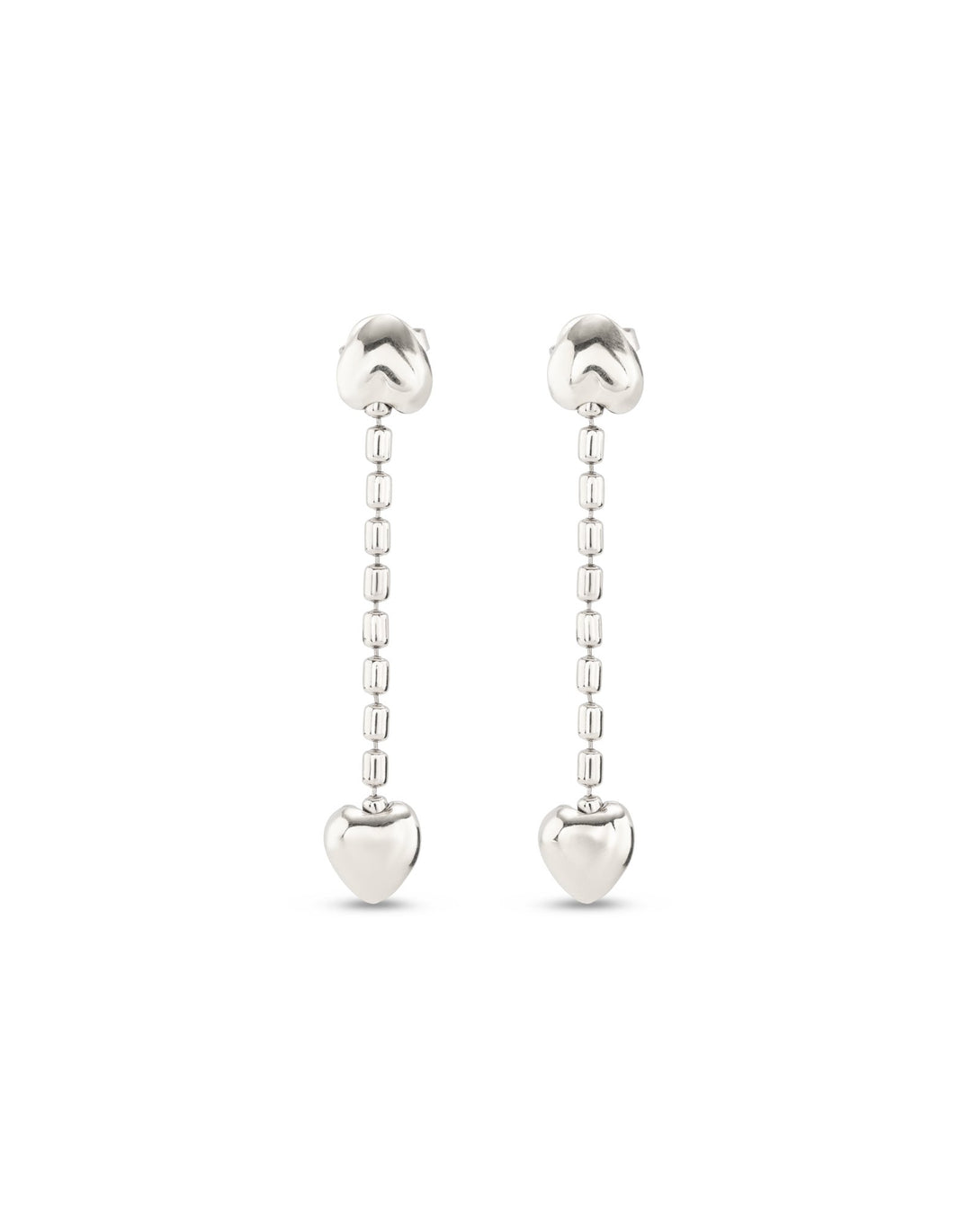 Uno De 50 Sterling Silver-plated Earrings With Dangling Chain and Small Heart