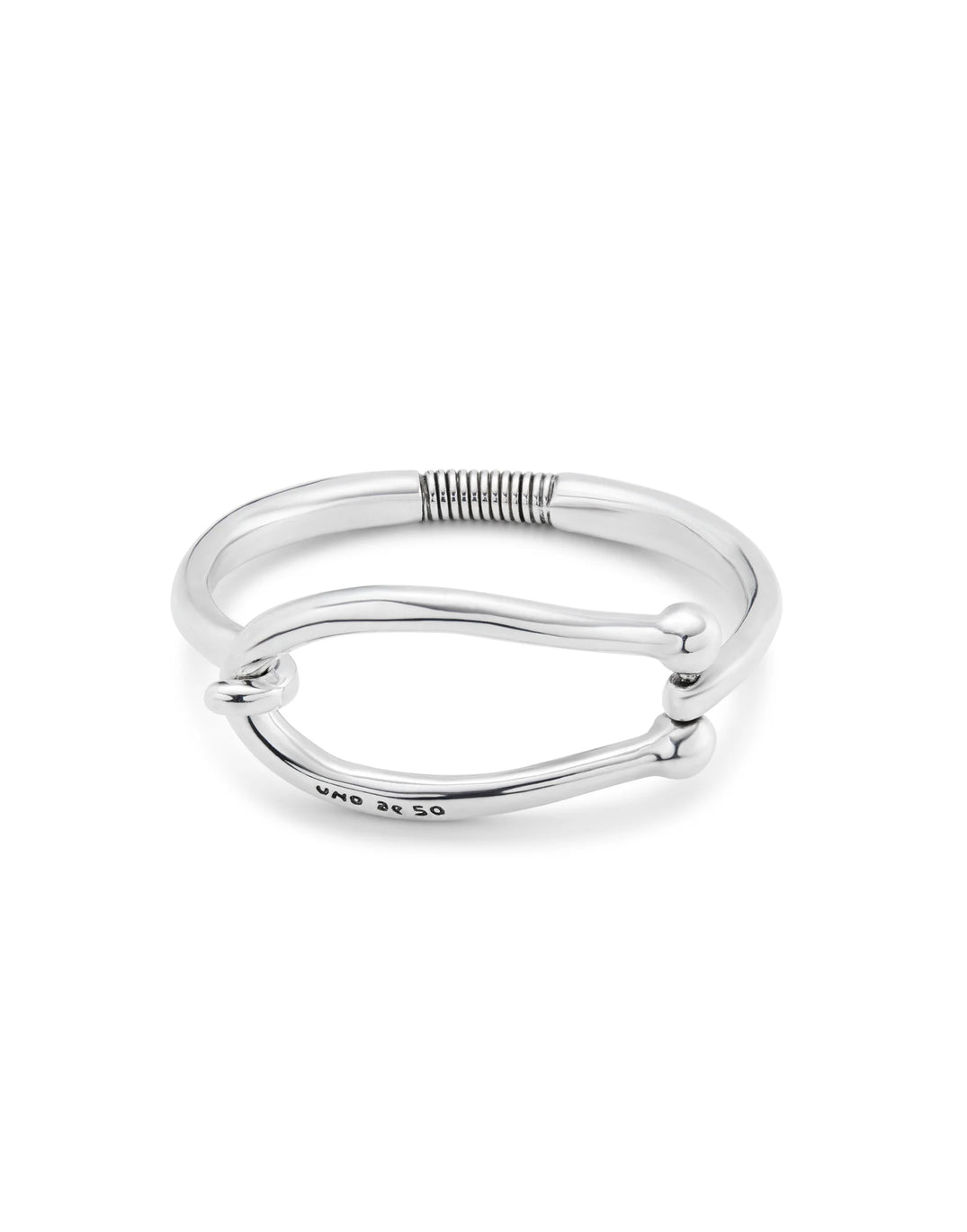 Uno De 50 Rigid Silver-plated Bracelet With Large Link and Inner Spring