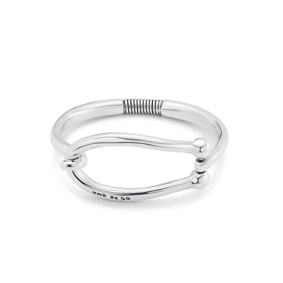 Uno De 50 Rigid Silver-plated Bracelet With Large Link and Inner Spring