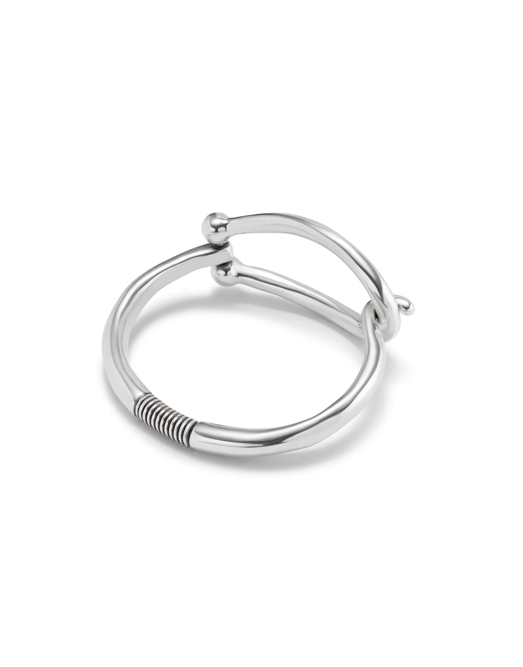 Uno De 50 Rigid Silver-plated Bracelet With Large Link and Inner Spring