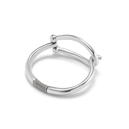 Uno De 50 Rigid Silver-plated Bracelet With Large Link and Inner Spring