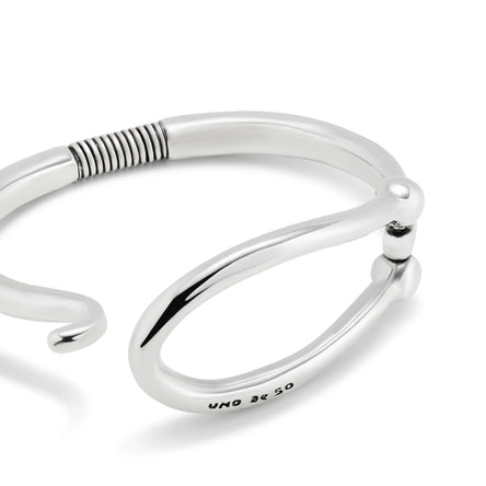 Uno De 50 Rigid Silver-plated Bracelet With Large Link and Inner Spring