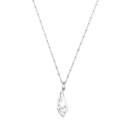 ChloBo Delicate Cube Chain Interlocking Heart and Angel Wing Necklace