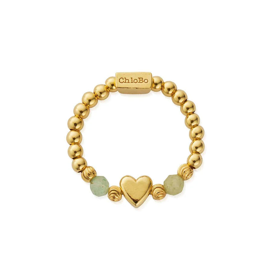 ChloBo Gold New Love Aventurine Ring