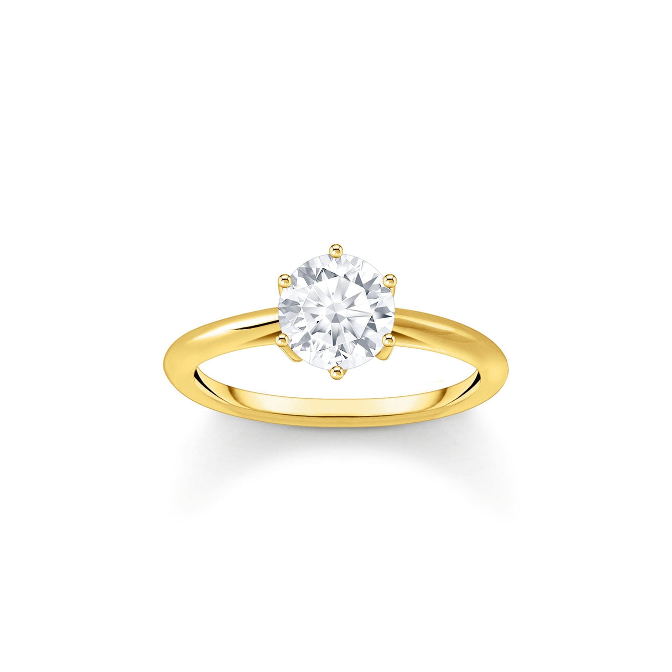 Thomas Sabo Gold-plated Ring with White Zirconia In Brilliant Cut