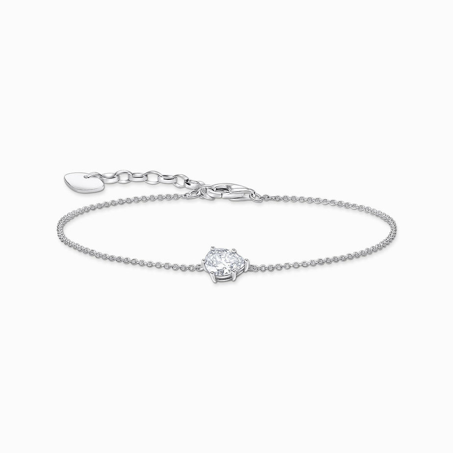 Thomas Sabo Silver Bracelet With White Drop-Shaped Pendant