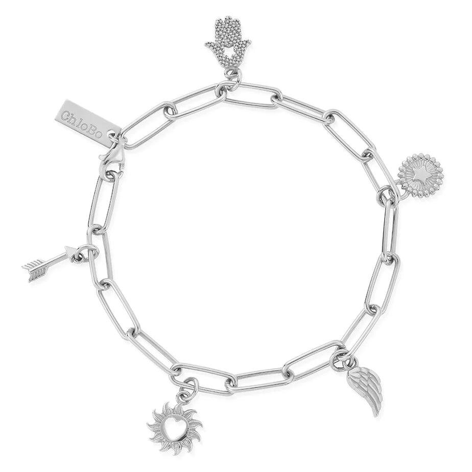 ChloBo Soul Compass Multi Charm Link Chain Bracelet